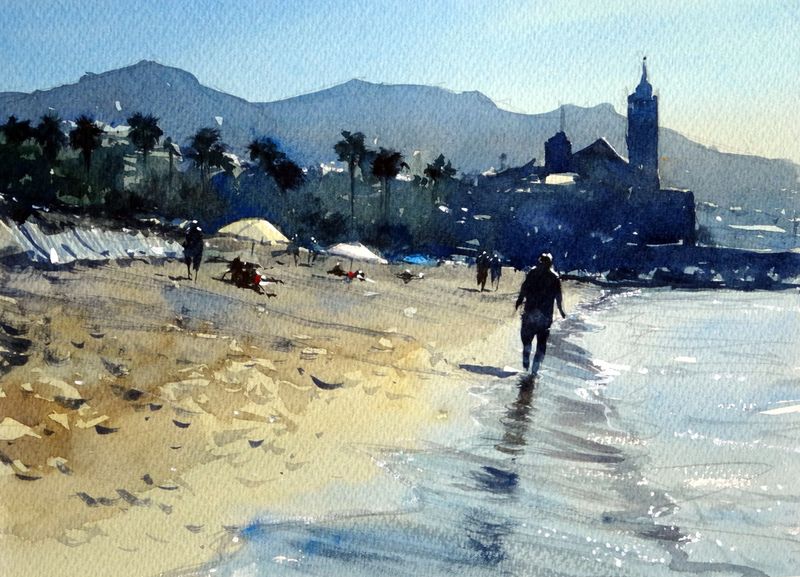 Sitges_beach_towards_church