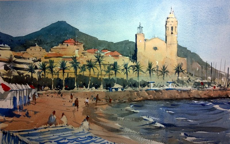 Sitges_beach_towards_church_2