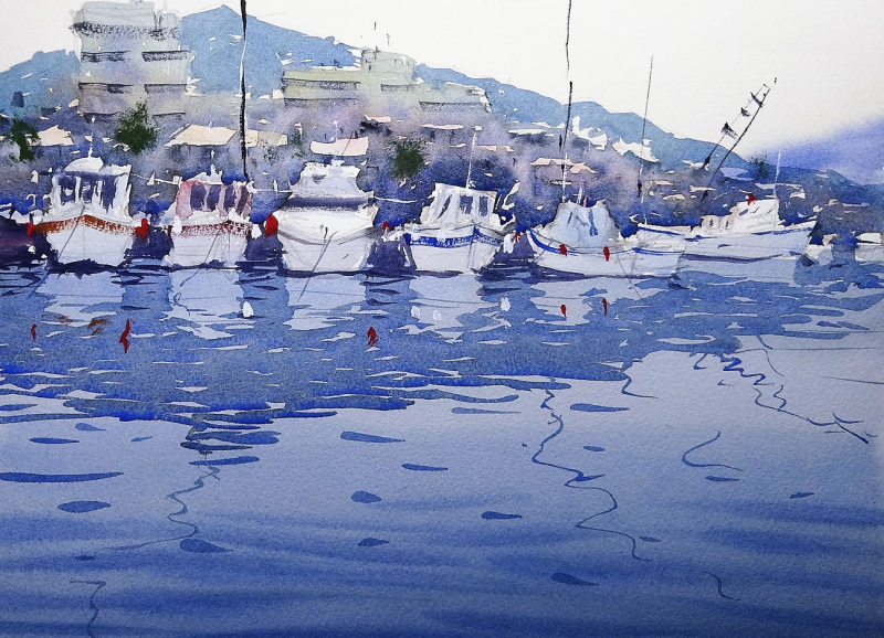 Cardiff arts demo painting harbour