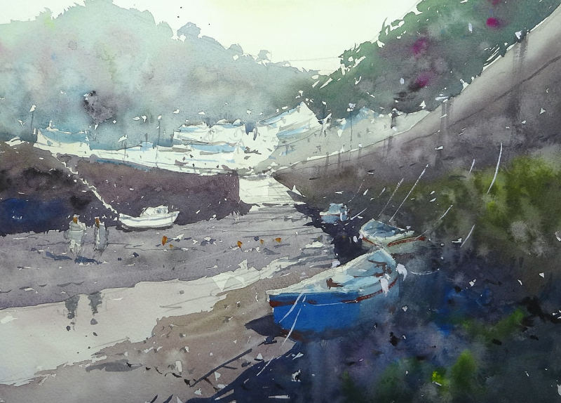 Harbour wall low tide Lynmouth