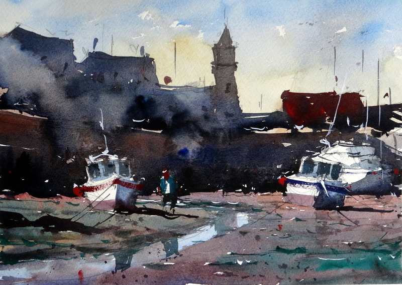 Porthleven_inspired_boats_at_low_tide