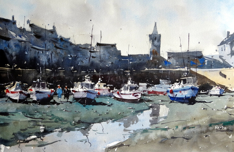 Porthleven_5_boats_low_tide_church_tower