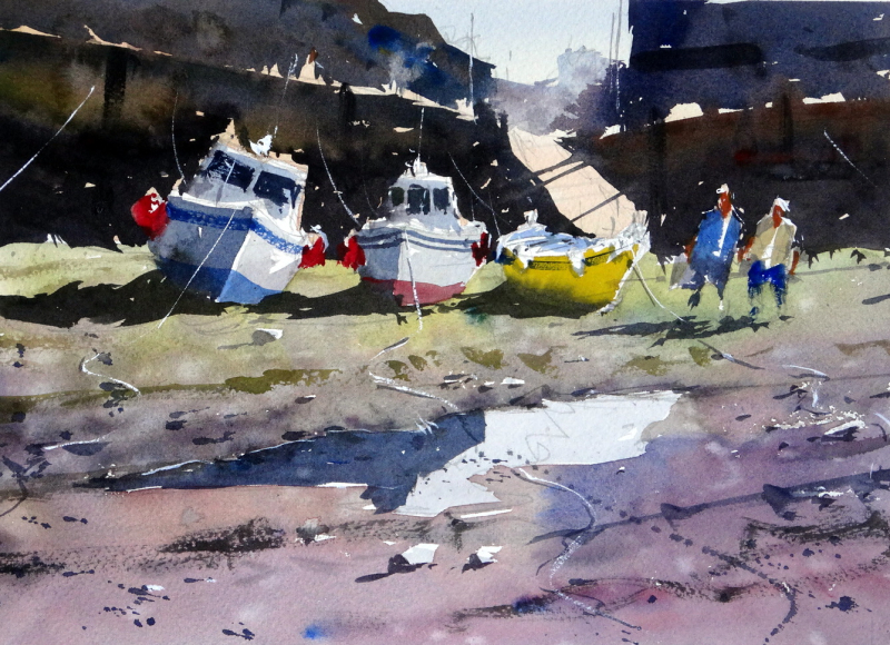 Two and a half boats and two figures Two and a half boats and two figures