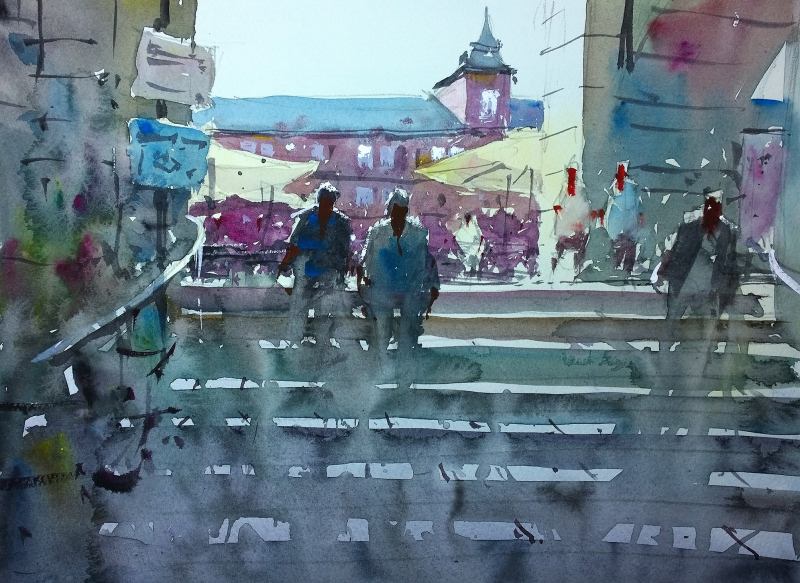 Steps plaza mayor madrid spain Steps plaza mayor madrid spain