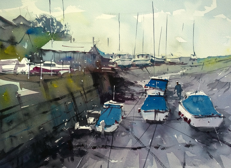 Wrapped up boats porlock weir