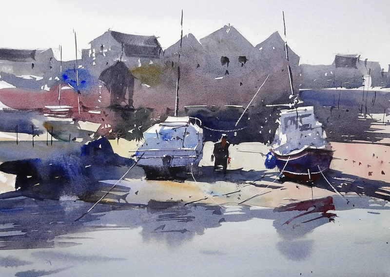 Exmouth esturay boats at low tide 3