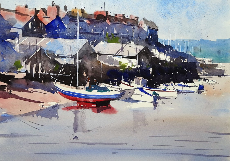 Exmouth esturay boats at low tide