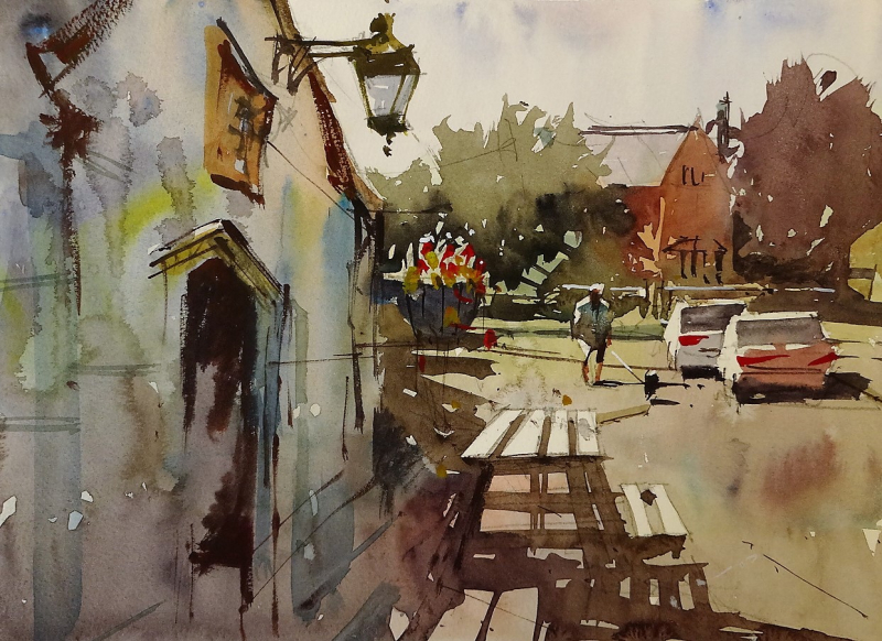 Biddestone pub plein air 2018 #3