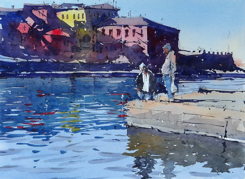 Two guys chania harbour