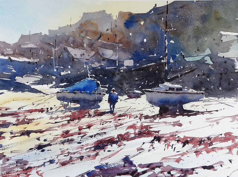 Demo painting newquay harbour low tide p Demo painting newquay harbour low tide p