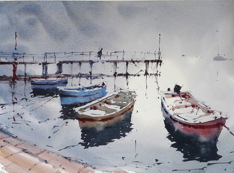 Flat brush and 3 colours