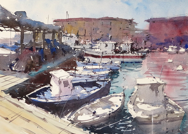 Livorno harbour and fish market t