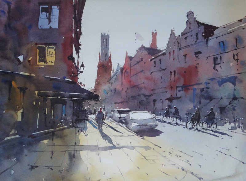 View towards Market Square Bruges Belgium View towards Market Square Bruges Belgium