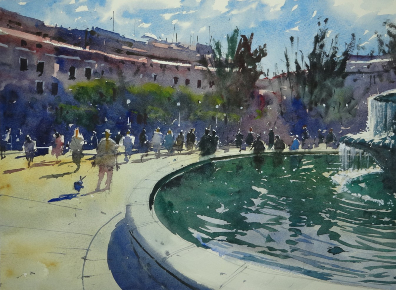 Fountains and Garden Plaza de Oriente Madrid