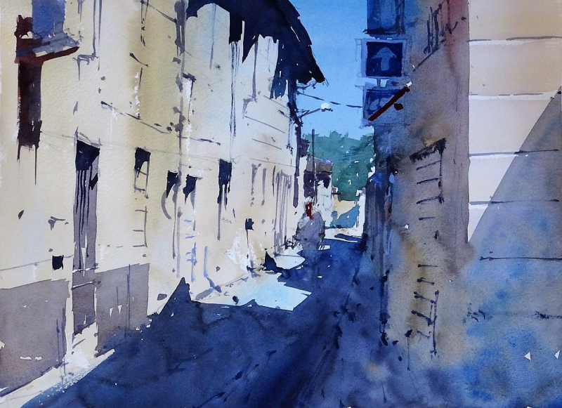 Castillon-la-Bataille shady street Castillon-la-Bataille shady street