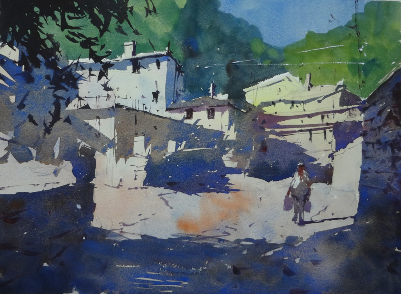 Quinacridone Gold and Cobalt Blue