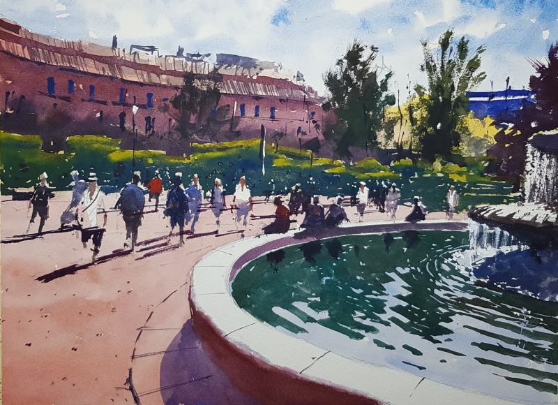 Fountain in the park Madrid