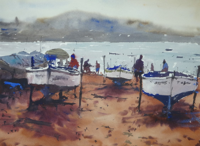 Overcast Playa de las Canteras beach in Gran Canaria