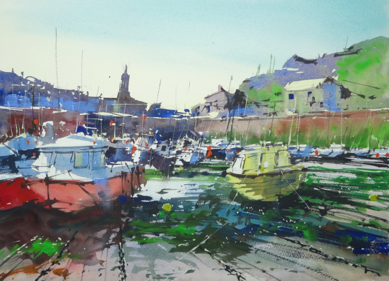 Red and Yellow  Porthleven Harbour