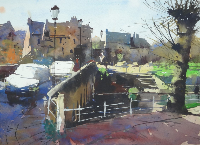 Sunlit cars Bradford on Avon