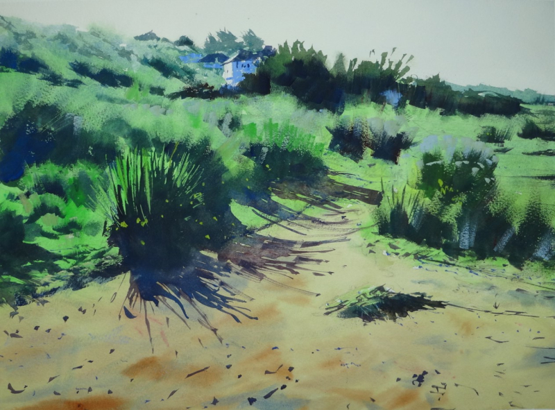 House on the hill  Holywell Bay  Cornwall