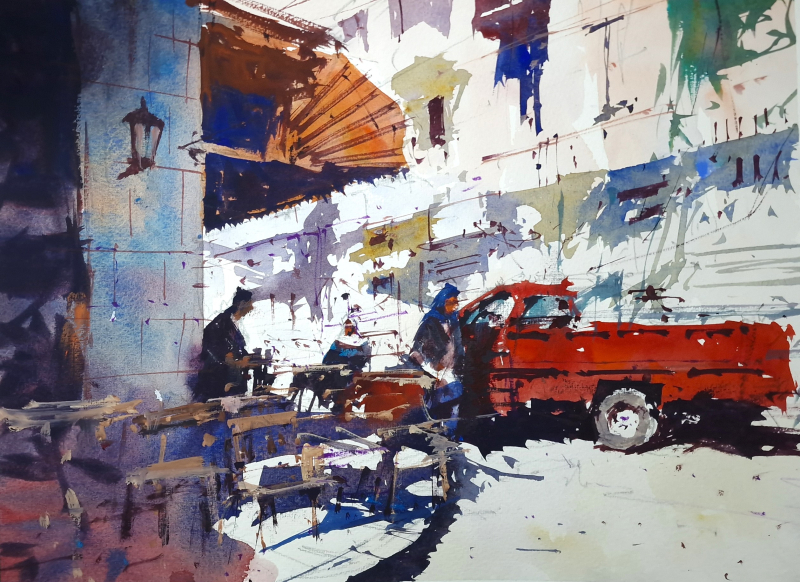 Alexandria Street Corner Cafe Watercolour Alexandria Street Corner Cafe Watercolour