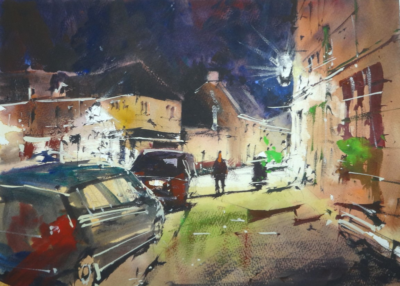 Night lights Av. Michel Cabieu Ouistreham France Night lights Av. Michel Cabieu Ouistreham France