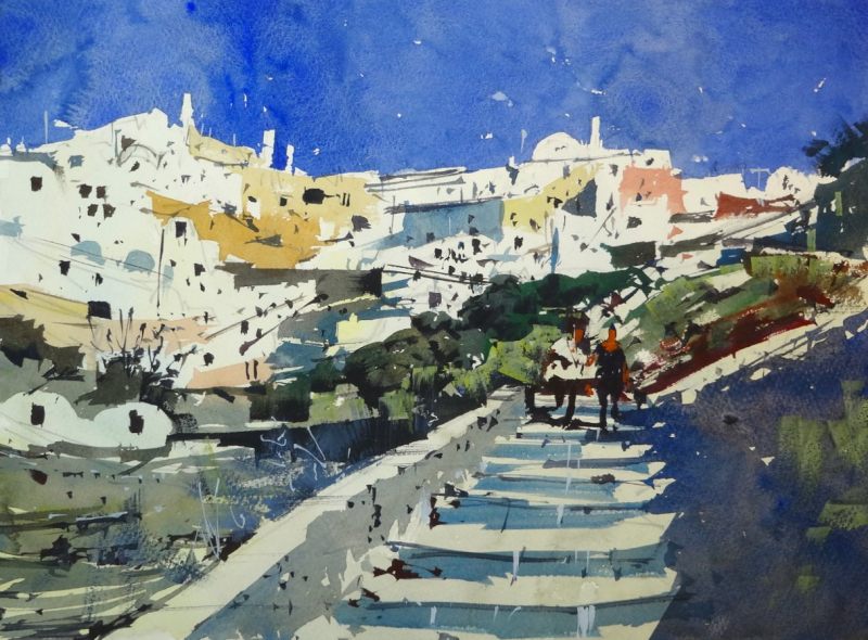 Watercolour Santorini Steps #2 Watercolour Santorini Steps #2