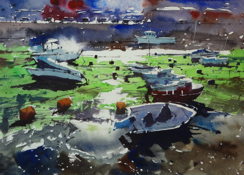 Sparkling reflections and exposed puddles  Looe  Cornwall