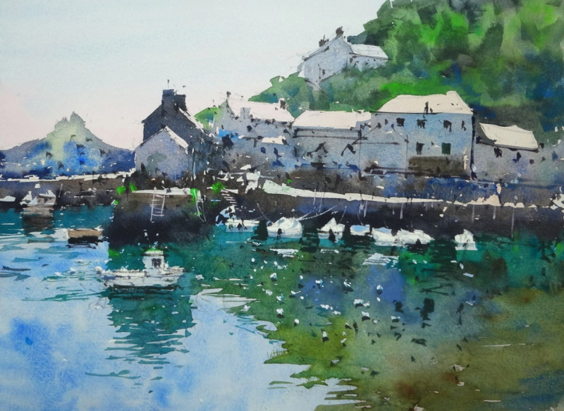 View across Polperro Harbour to Blue Peter Inn